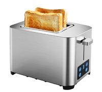 2 rodajas de pan tostador de pan, horno tostador de 750W con pantalla LED de pantalla táctil completa, 6 desayuno de acero inoxidable de acero inoxidable Machin 140 * 40 mm Ranura, para bagels y panes