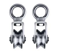 2 rodamientos de bolas de acero 304 lisos y poleas, bloque de rueda de tracción, fuerte capacidad de carga