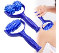 2 rodillos de masaje con asas, bolas de masaje, rodillo de masaje, masajeador Fascia Ball, bola de erizo premium, masaje de pies, rodillo de fascia pequeño para la relajación de pies, piernas y