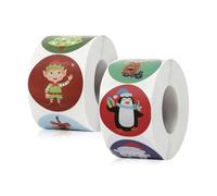 2 Rollos / 1000 Uds Pegatinas Navideñas, Pegatinas Navidad Regalos, Pegatinas de Sellado Navideños para Niños, Sobres, Postales, Álbumes de Recortes, Manualidades (16 Patrones)