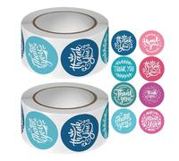 2 rollos (1000 unidades) de pegatinas de agradecimiento, pegatinas redondas coloridas, resistentes al agua, pegatinas de agradecimiento, pegatinas decorativas para manualidades, se pueden utilizar