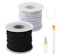 2 Rollos 1mm Cordón Elástico Negro y Blanco, 100M Cordon Elastico para Pulseras, Cordones Elásticos para Hacer Joyas DIY Abalorios Manualidades