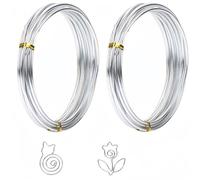 2 Rollos Alambre de Aluminio 0.8 mm*10m, Alambre para Joyeria, Flexible y Moldeable Alambre, para Manualidades Fabricación de Joyas, Modelado de Floristería de Jardín