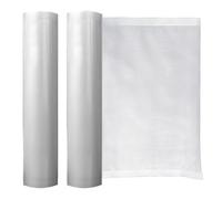 2 Rollos Bolsas Vacio Alimentos, Textura de Doble Cara, Aspire Más a Fondo, Bolsas de Vacío 5 m de Largo se Pueden Cortar Según las Necesidades, para Máquinas de Sellado al Vacío (Transparente)