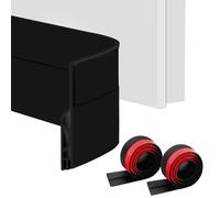 2 rollos burlete silicona autoadhesivo (100 cm) - Recortable, antiinsectos, ahorro energético + aislamiento acústico/frío para puertas (Negro)