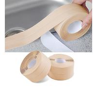 2 Rollos Cinta Baño Selladora,Impermeable a Prueba Sucio Cinta de Sellado, Autoadhesivas Cinta de Sellado para Coche,Bañera,Puerta,Ventana,Fregadero de Cocina (Crema)