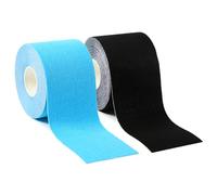 2 Rollos Cinta de Kinesiología Tape, Kinesiotape Physio Tape Profesional y Cinta Deportiva Venda Cohesiva Vendaje, Azul,/Negro