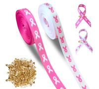 2 Rollos Cinta de Octubre Rosa,Cintas cáncer de mama,Octobre rose,Cintas de Satén Rosas,Cinta de concienciación sobre el cáncer de mama,Para Eventos y Recaudación de fondos (Estampado rosa, 9 m)