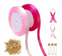 2 Rollos Cinta de Octubre Rosa,Cintas cáncer de mama,Octobre rose,Cintas de Satén Rosas,Cinta de concienciación sobre el cáncer de mama,Para Eventos y Recaudación de fondos (Rosa, 22 m)