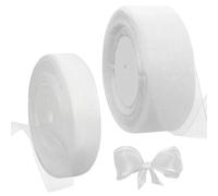 2 Rollos Cinta De Organza Blanca 45m, 2cm/4cm Transparente Cinta de Satén de Organza para Boda Cumpleaños Fiestas DIY Embalaje