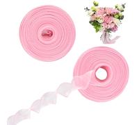 2 Rollos Cinta de Organza Blanca, Cinta Organza Transparente, Cinta Decorativa Blanca, Rollo Lazo Organza, para Boda, manualidades, decoración de boda (Rosa)