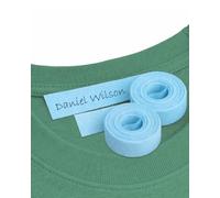 2 Rollos cinta de tela azul termoadhesiva para marcar ropa 1 cm. Etiqueta escribible con bolígrafo o rotulador. Uso escolar y doméstico. Sin bolígrafo