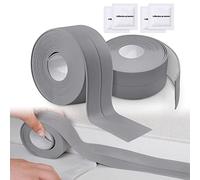 2 Rollos Cinta Selladora Autoadhesiva,Cinta de Calafateo Impermeable para Fregadero de Cocina Baño Bañera Juntas de Pared (gris)