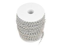 2 rollos de 25 m alambre perlas imitación ABS, guirnalda cuentas 6 mm for decoración bodas y Navidad para Costura, Joyas(Silver)