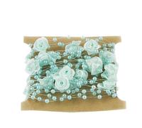 2 rollos de 5 m guirnalda perlas artificiales rosas for jarrones, decoración bodas y fiestas para Costura, Joyas(Blue)
