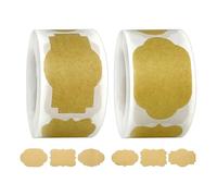 2 rollos de 500 pegatinas vintage de papel kraft para uso doméstico, 6 diseños únicos para cosméticos, alimentos, botellas, hornear, decorar y regalos.
