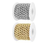 2 rollos de cadena decorativa, cadena de collar, cadena para hacer joyas, extensor de collar, cinturón de cadena