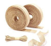 2 rollos de cinta artesanal de yute y 1 paquete de hilo natural, arpillera rústica de 20 m (2 cm) y cuerda de yute de 5 m (3 mm), para embalaje de regalo