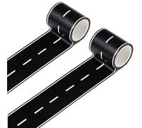 2 Rollos de Cinta de Carretera para Niños, Cinta de Pista de Carreras Reutilizable para Coches de Juguete, Carreteras de Bricolaje sin Residuos, Negro, 5 cm x 5 m Cada uno