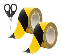 2 rollos de Cinta de Peligro, Cinta de Señalización Negra y Amarilla, 33m x 5cm Cintas de Balizamiento, Cinta de Barrera de Seguridad, Cinta Adhesivo para Señalización de Suelos, Cinta de Seguridad