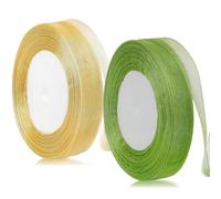 2 rollos de cinta de regalo, 45 m de cinta de raso verde, 1 cm de ancho, cinta dorada, cinta decorativa para regalo, para Navidad, paquete de regalo, ramo de novia, manualidades, cumpleaños, boda