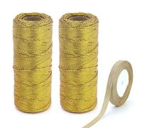 2 rollos de cordón dorado de 1,5 mm, 200 m, cuerda dorada, cordón de regalo, cinta dorada para manualidades, manualidades, Navidad, decoración, paquete de regalo