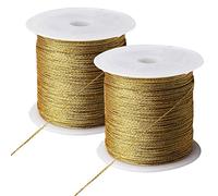 2 rollos de cordón metálico, 100 metros de cordón para manualidades, papel de regalo, decoración de Navidad, manualidades (dorado)