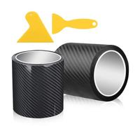 2 rollos de lámina de carbono para coche, 10 cm x 6 m, autoadhesiva, protección 3D para el borde de carga con 2 rasquetas de plástico para la mayoría de coches y motocicletas para bricolaje