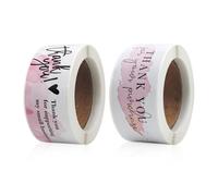 2 Rollos de Pegatinas de Agradecimiento, Etiquetas Florales Reutilizables, Perfectas para Scrapbook y Regalar a Tu Mejor Amigo (Rosa)