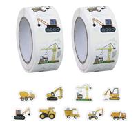 2 rollos de pegatinas para obras de construcción, pegatinas de vehículos para niños, excavadoras, manualidades, tractores, decoración para botella, portátil, álbum, fiesta, obsequios, regalos para