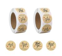 2 rollos de pegatinas redondas de agradecimiento para sobres, cumpleaños, fiestas, tarjetas (marrón)