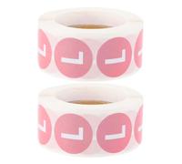 2 Rollos Etiqueta Adhesiva Redonda para Talla de Ropa, Papel, 2 | Tamaño Claro y Alto Contraste, Ligera Autoadhesiva, para Almacén, Boutique y Etiquetado de Prendas