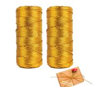 2 Rollos Hilo Dorado de 1,5 mm x 100 m, Hilo Metálico para Crochet, Hilo Dorado Poliéster, Hilos de Dorados para Bricolaje, Corde Métallique Dorée, para Decoración de Bodas, Envoltura Regalos