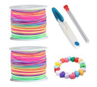 2 Rollos Hilo para Pulseras, 1 mm x 50 m Hilo Elastico para Pulseras, Colorido Cordón Elástico para Fabricación de Joyas de DIY Cuentas Pulsera Collares Artesanías