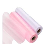 2 Rollos Organza, Rollo Organza Transparente, 29 cm x 26 m Elegante Rollo Organza Tul Cinta Blanca para Decoración Mesa Boda, Arcos Silla, Caminos Mesa, Favores Fiesta, Bricolaje (Rosa Bebé, Blanco)