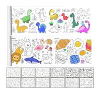 2 Rollos Papel Pintar Niños, Sticki Rolls, Animales Dinosaurios para Rollo | de Papel para Colorear para Niños para Dibujar Colorear de Pintura Educativos (Mundo Animal, Parque de Dinosaurios)
