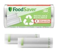 FoodSaver rollos de envasado al vacío | Reciclables y reutilizables | Mantiene los alimentos frescos hasta 5 veces más tiempo | Sin BPA | 2 rollos para congelar y cocer a fuego lento (20 cm נ4,5 cm)