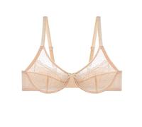 2 Ropa interior para mujer con pecho pequeño y pecho plano, que muestra una gran expansión fruncida hacia el exterior, contra caída, sin aros de sujetador, beige, 85D