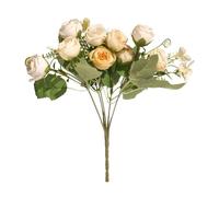2 rosas artificiales en jarrón, arreglo floral falso for decoración del hogar y la Oficina(White)