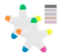 2 Rotuladores De Estrella De Cinco Puntas, 100 Pegatinas De Índice, Rotulador Todo En Uno De Estrella De Cinco Puntas, Rotulador De 5 Colores, Rotulador Creativo, Material Escolar Y De Oficina