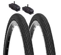 2 Ruedas Antipinchazos Neumáticos Negros + 2 Cámaras de Aire Americana Schrader 24 x 1,75 (47-507) City Bike Graziella