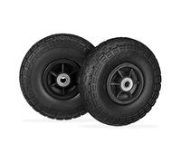 2 Ruedas de Carro, Antipinchazos, Macizas, 4.10/3.50-4", Eje de 16 mm, hasta 150 kg, 260x85mm, Negro
