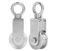 2 ruedas de polea de cable, rotación de 360 grados, bloque de polea giratoria de acero inoxidable integrado con rodamientos dobles para levantar tendedero de equipos