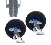 2 ruedas industriales de alta resistencia de 8"/10", ruedas giratorias neumáticas con doble rodamiento de bolas y frenos(10in fixed)
