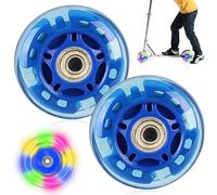 2 ruedas luminosas de 100 mm para patinete, ruedas de 100 mm, ruedas de luz LED de repuesto con ABEC, 9 rodamientos de bolas, adecuadas para todos los scooters con ruedas de 100 mm (azul)