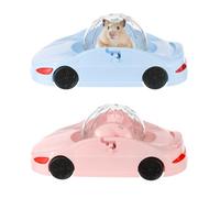 2 ruedas para hámster, para hámster, robusto, visibilidad de 360°, transparente, rueda de entrenamiento para mascotas pequeñas, con doble puerta, juguete para animales pequeños (azul rosa, 2 unidades)