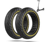 2 ruedas para patinete de 10 x 2,125, neumáticos sólidos para patinete, neumáticos macizos antipinchazos de 10 pulgadas sin cámara (negro con línea amarilla)