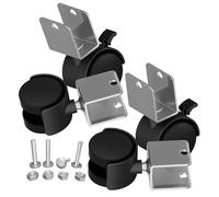 2" Ruedas Pivotantes de repuesto para muebles,Soporte en forma de U Ruedas Giratorias 4Pcs,Negro-Para Flor Stands/Cunas/Trolley,Capacidad de carga 180lbs,18mm-4brakes