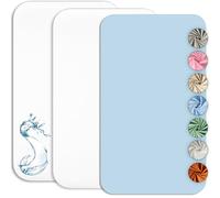 2 sábanas bajeras ajustables 100 % algodón + 1 protector de colchón de material 100 % impermeable, juego 3X, compatible con Chicco, Kinderkraft (blanco/azul, 43 x 83 cm)