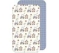 2 sábanas bajeras ajustables de 80 x 160 cm, 100 % algodón, suave y transpirable, sin sustancias nocivas, para cuna (tractor, 80 x 160 cm)